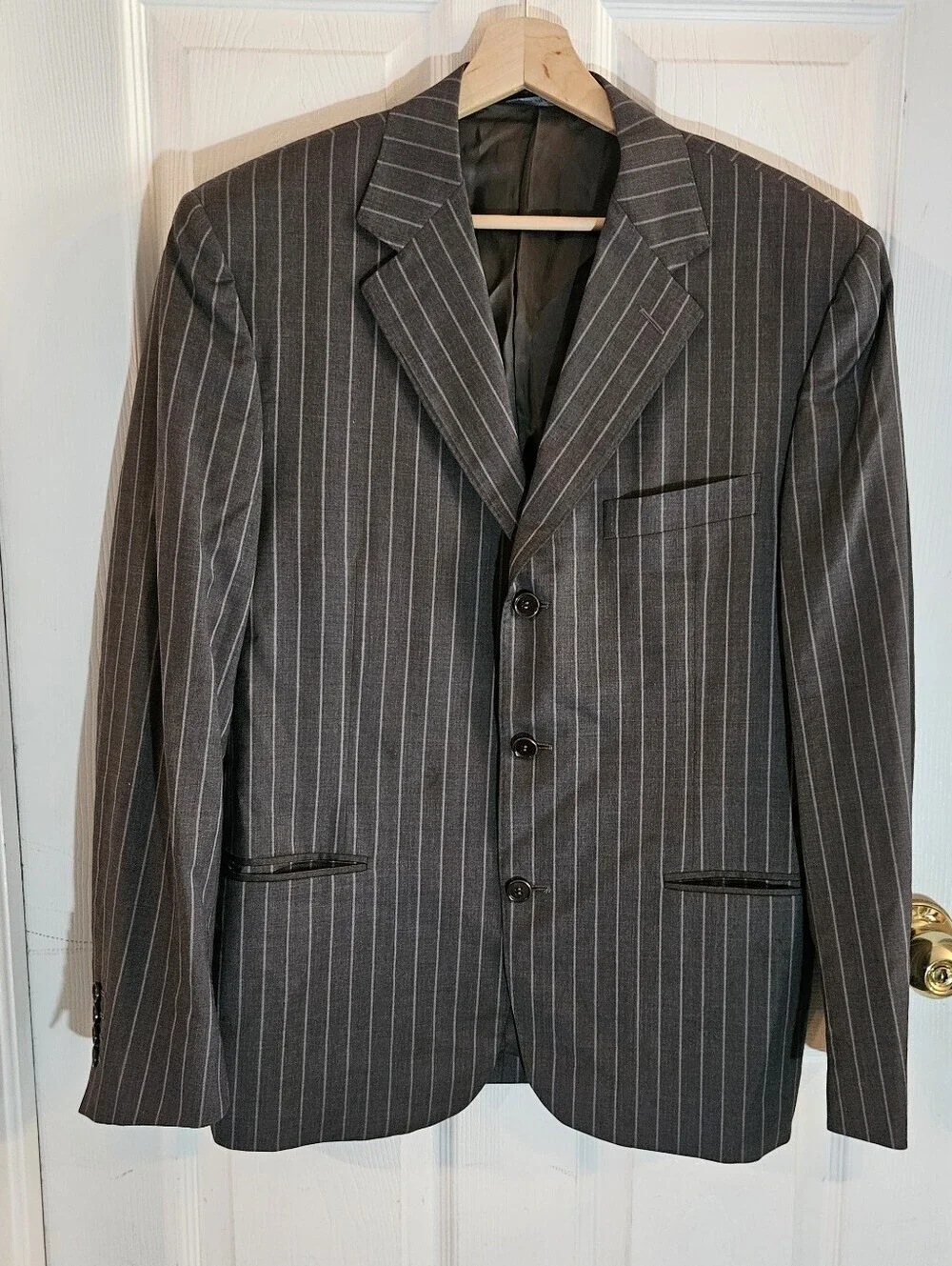 Canali Suit Jacket Brown Pinstripe Striped Blazer Sport Jacket 42R Pure Wool